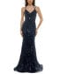 Juniors' Sequined Lace-Up Gown