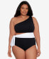 Фото #1 товара Plus Size One-Shoulder One-Piece Swimsuit