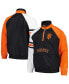 Фото #1 товара Куртка мужская Элитная San Francisco Giants Starter черно-оранжевая с высоким воротником полузип