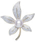 ფოტო #1 პროდუქტის Cultured Freshwater Pearl (10mm) & Cubic Zirconia Lily Pin in Sterling Silver & 18k Gold-Plate