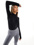 ASOS 4505 seamless active rib long sleeve body with mock neck in black