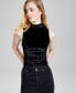 Фото #1 товара Women's Sleeveless Mock-Neck Velvet Bodysuit, Created for Macy's