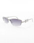 Фото #3 товара Reclaimed Vintage limited edition pierced rimless sunglasses in gunmetal