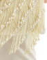 Фото #3 товара ASOS DESIGN beaded pearl fringe clutch bag in ivory