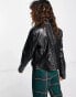 Фото #2 товара ONLY faux leather biker jacket in black