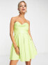 ASOS DESIGN corset PU bandeau mini dress with pleat skirt in green