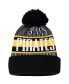 Фото #2 товара Big Boys and Girls Black Pittsburgh Pirates Striped Cuffed Knit Hat with Pom