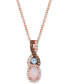 ფოტო #1 პროდუქტის Neopolitan Opal (1/2 ct. t.w.), Blue Topaz (1/10 ct. t.w.), & Diamond (1/4 ct. t.w.) Twist 18" Pendant Necklace in 14k Rose Gold