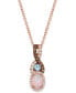 Neopolitan Opal (1/2 ct. t.w.), Blue Topaz (1/10 ct. t.w.), & Diamond (1/4 ct. t.w.) Twist 18" Pendant Necklace in 14k Rose Gold