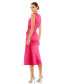 ფოტო #5 პროდუქტის Women's Ieena Satin Ruched V Neck Faux Wrap Midi Dress