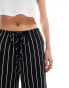 ASOS DESIGN Tall wide leg pull on trouser with linen in black stripe