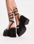 Topshop Skye ankle tie platform sandal in black