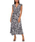 ფოტო #1 პროდუქტის Women's Printed V-Neck Belted Maxi Dress