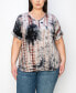 Plus Size Tie Dye V-Neck Dolman Roll Sleeve Top