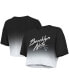 ფოტო #2 პროდუქტის Women's Threads Black and White Brooklyn Nets Dirty Dribble Tri-Blend Cropped T-shirt