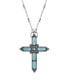 ფოტო #1 პროდუქტის Silver-Tone Aqua Moonstone Aqua Crystal Cross 20" Necklace