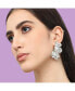 ფოტო #3 პროდუქტის Women's Silver Flower Drop Earrings