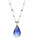 Women's Gold-tone Large Blue Briolette Pendant Necklace
