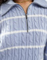 Hollister collared half zip jumper in blue and white stripe