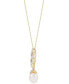 Фото #3 товара Honora cultured Freshwater Pearl (8mm) & Diamond (1/6 ct. t.w.) Twist 18" Pendant Necklace in 10k Gold
