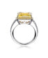 Sterling Silver White Gold Plated Yellow Ascher with Clear Round Cubic Zirconia Triple Pave Ring