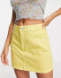 DTT Petite Gabby high waist denim skirt in yellow