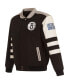 Фото #3 товара Куртка мужская JH Design черно-белая с полосками Brooklyn Nets 2-в-1 из нейлона