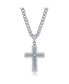 Stainless Steel Brushed & Polished w/ Single CZ Cross Necklace