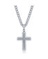 ფოტო #1 პროდუქტის Stainless Steel Brushed & Polished w/ Single CZ Cross Necklace