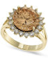 Фото #1 товара Gold-Plate Cubic Zirconia Split Halo Ring, Created for Macy's