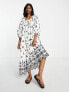 Фото #1 товара Topshop broderie chuck on midi dress with contrast black stitch in ivory