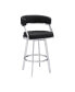 Фото #1 товара Saturn 26" Counter Height Swivel Gray Artificial leather and Brushed Stainless Steel Bar Stool