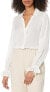 PAIGE 289288 Women's Alinah Shirt v Neck Long Sleeve in White/Silver, XS