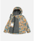 ფოტო #3 პროდუქტის Boy Two Piece Hooded Coat And Pant Mid-Season Set Beige Printed Camo Dinos Forest Green - Child