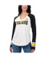 Фото #1 товара Women's White, Black Pittsburgh Steelers Top Team Raglan V-Neck Long Sleeve T-shirt