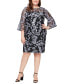 Фото #1 товара Plus Size Embroidered Bell-Sleeve Illusion Dress