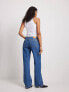 Фото #5 товара NA-KD low waist straight leg jeans in mid blue