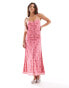 Фото #1 товара Brave Soul mesh cami dress with leg split in pink floral print