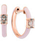 ფოტო #1 პროდუქტის EFFY® Morganite (3/8 ct. t.w.) & Pink Enamel Small Hoop Earrings in 14k Rose Gold-Plated Sterling Silver, 0.5"