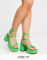 Фото #1 товара ASOS DESIGN Wide Fit Hutton strappy platform heeled sandals in green