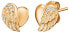 Gold-plated silver earrings Heart with angel wings and zircons ERE-LILHW-STG