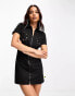 Фото #2 товара Basic Pleasure Mode cut-out star detail mini shirt dress in black