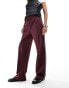 Фото #2 товара ONLY side panel wide leg track pant in burgundy