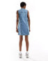 ASOS DESIGN denim waistcoat mini dress with button through in midwash blue Голубой, 42 - фото #3