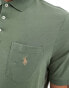 Фото #3 товара Polo Ralph Lauren icon logo pocket washed jersey polo classic oversized fit in mid green