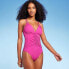 Фото #1 товара Women's Center Front Shirring One Piece Swimsuit - Shade & Shore Hot Pink M