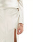 ASOS DESIGN satin maxi skirt with high side split in ivory