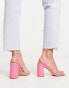 RAID Libra block heeled sandals in hot pink lizard