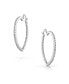 ფოტო #3 პროდუქტის Heart Shaped Inside Out Cubic Zirconia Pave CZ Large Hoop Earrings For Women Girlfriend Rhodium Plated Brass 1.5 In Diameter