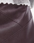 Topshop faux leather panelled seam pelmet skirt in burgundy